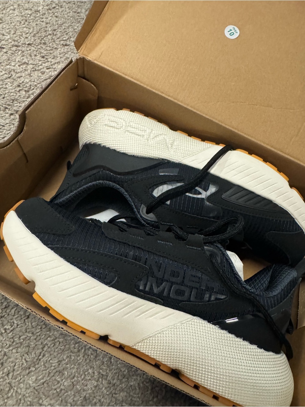 Men's UA HOVR Mega2 Black and White Athletic Sneakers